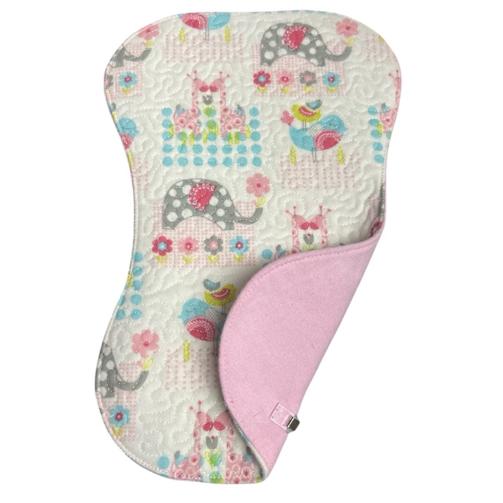 Hand Crafted Baby Burp Cloth Flannel Contoured Padded Fabric Quilted Reversible - Picture 5 of 9